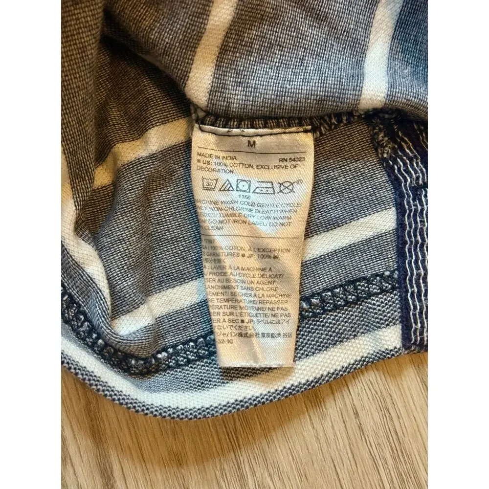 Banana Republic Men’s Striped Polo Shirt – Gray & White – Size M – 100% Cotton
